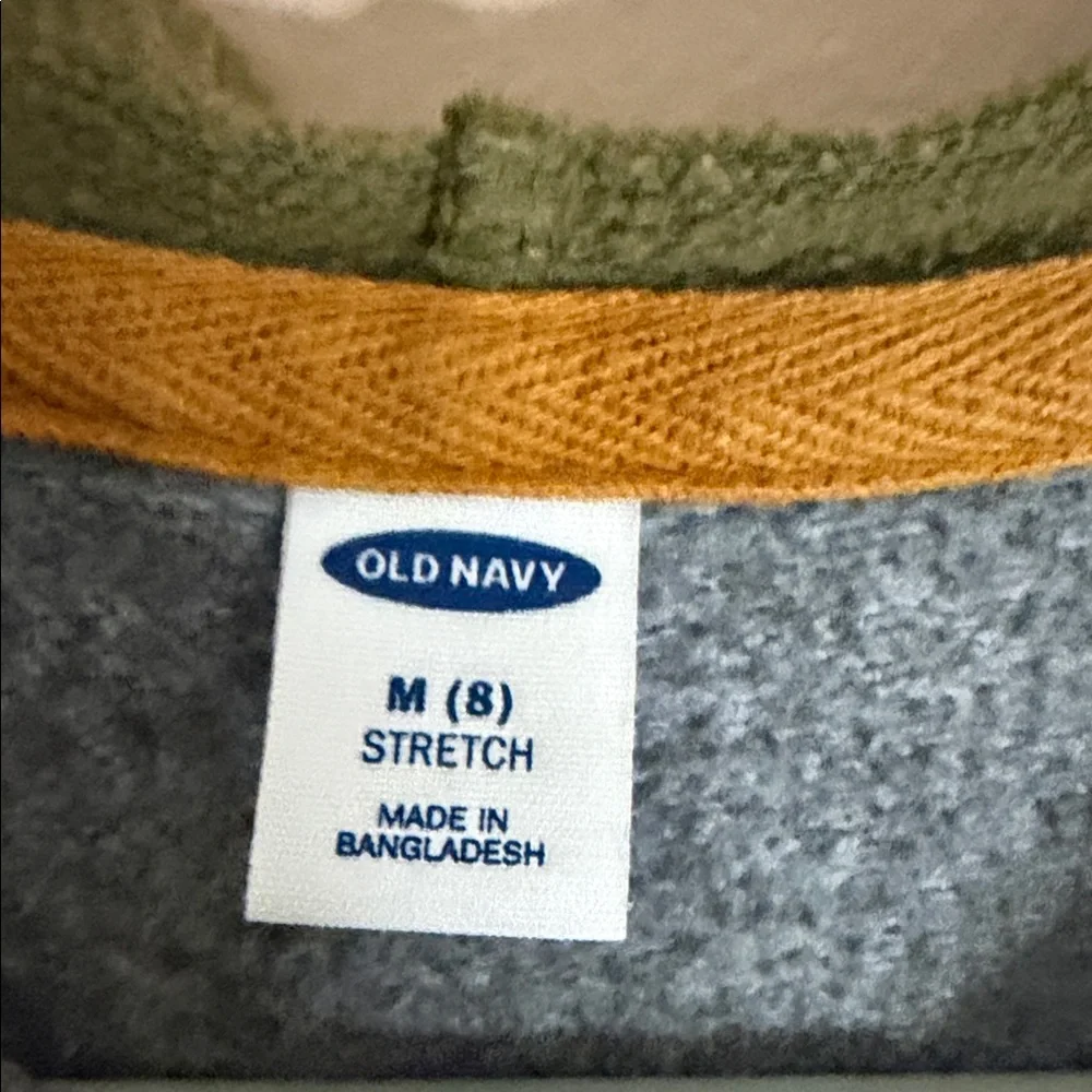 Old Navy Gray Zip Hoodie with Green Camo Sleeves